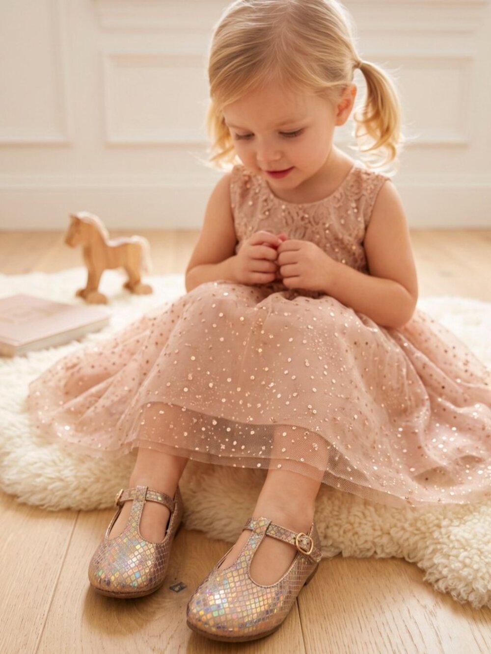 The Children’s Place ✦ Rose Gold Glitter Shoes ✦ Iridescent Buckle Closure 4 NWT